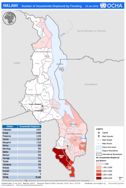 Malawi flood map