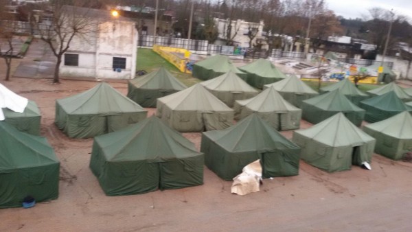 One of the camps set up for those evacuated after floods in Durazno, Uruguay. Photo: SINAE