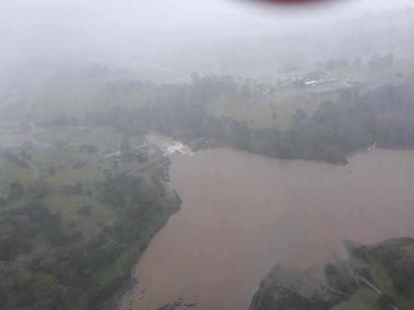 Flooded areas around Jarrara dam, New South Wales, August 2015.  Photo: NSW SES