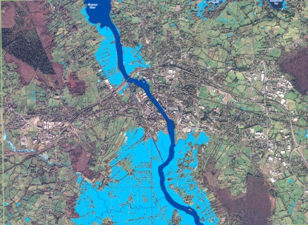Map of Athlone floods 12 December 2015. Map by Copernicus EMS