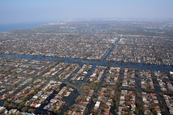 Aerial shot of flooding in New Orleans, 2005. Photo: U.S. Coast Guard, via John McQuaid, Flickr, Under CC BY-NC 2.0