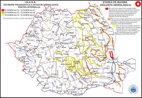 Flood warnings in Romania