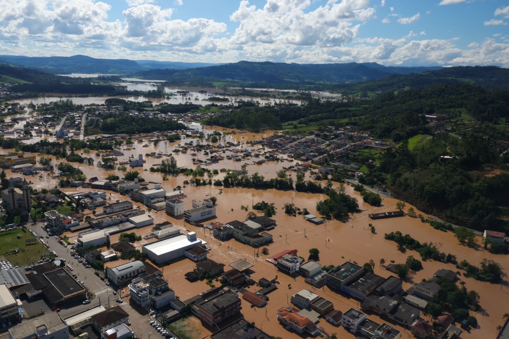 Floods in the city of Taió, Santa Catarina, Brazil,, October 2023. 
