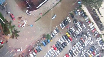 Kuala Lumpur Flash Floods Turn Parking Lot into Lake